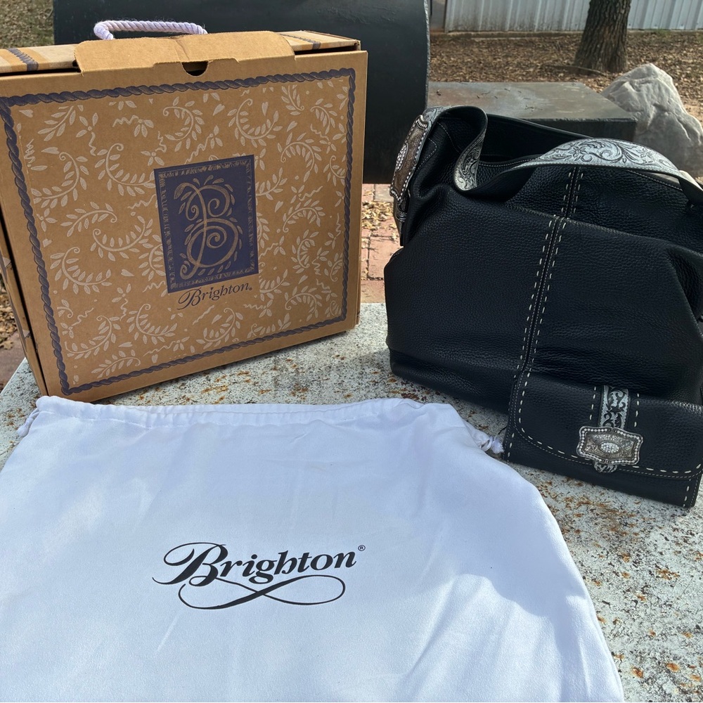 Brighton Black and Silver Leather Bag